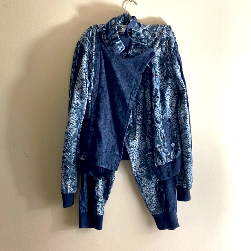 ✨🆕L.A.M.B. Blue Snakeskin Hoodie & Sweats Set!Sz Small!Spring 2006!RARE!!💙✨